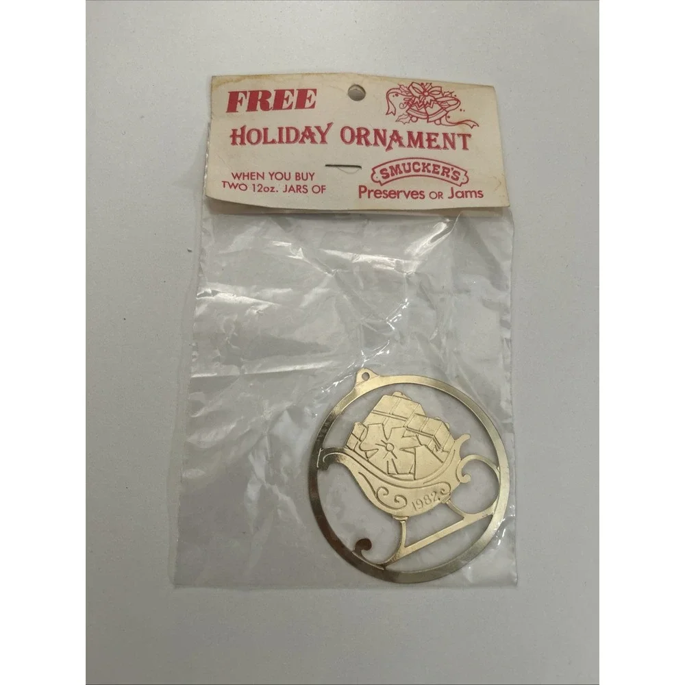 Lot Of Smuckers 1982 Holiday‎ Ornaments Rocking Horse And Sleigh 1248